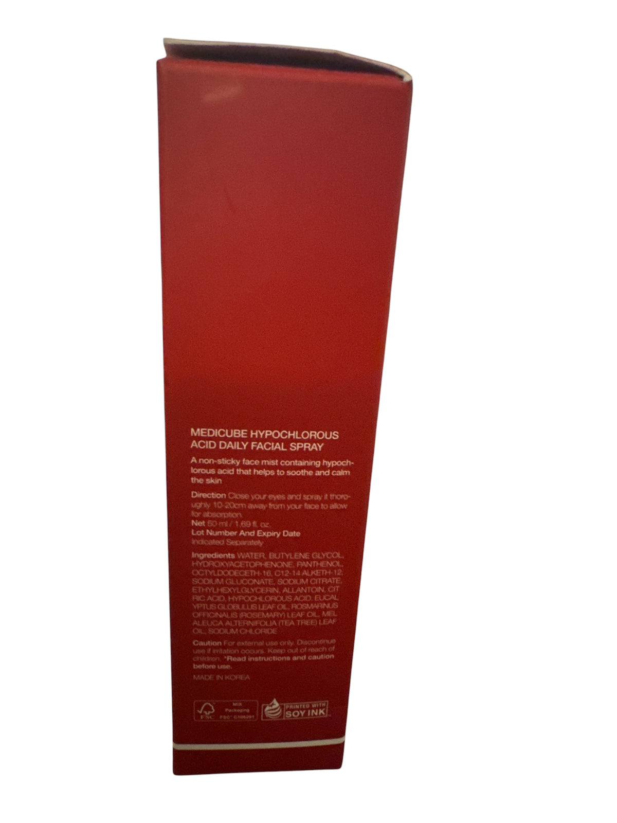 Hypochlorous acid daily facial spray